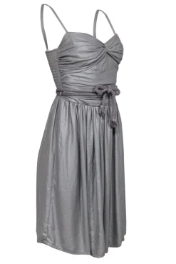 Nanushka - Gray Sleeveless Drape Mini Dress w/ Rope Belt Sz S