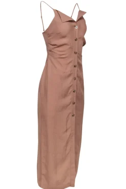 Nanushka - Tan Button Front Sundress w/ Tie Back Sz S