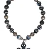 Natalie Baroni - Black Bauble Gemstone Necklace w/ Monkey Pendant