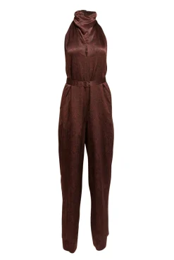 Nicholas - Maroon & Black Snake Print Sleeveless Jumpsuit Sz 4