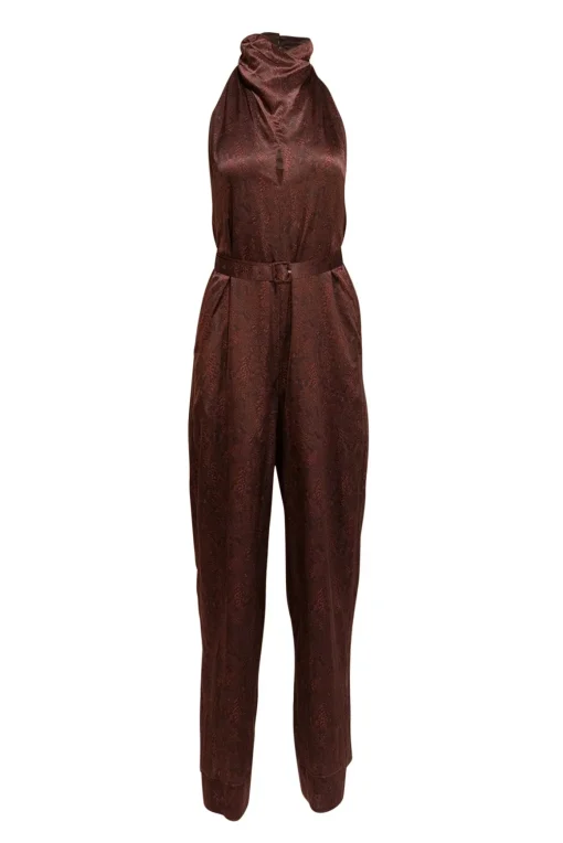 Nicholas - Maroon & Black Snake Print Sleeveless Jumpsuit Sz 4