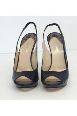 Nicholas Kirkwood - Black Patent Leather Platform Slingbacks Sz 7