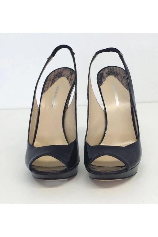 Nicholas Kirkwood - Black Patent Leather Platform Slingbacks Sz 7