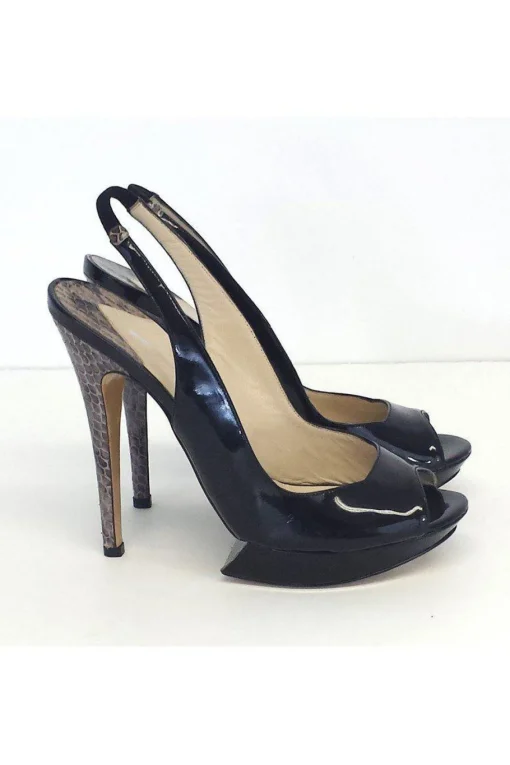 Nicholas Kirkwood - Black Patent Leather Platform Slingbacks Sz 7