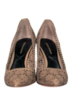 Nicholas Kirkwood - Brown Leather Laser Cut Floral Pumps Sz 7.5