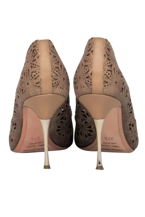 Nicholas Kirkwood - Brown Leather Laser Cut Floral Pumps Sz 7.5