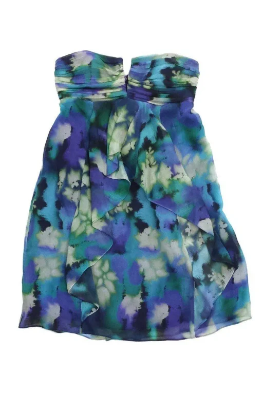 Nicole Miller - Abstract Print Silk Strapless Dress Sz 0