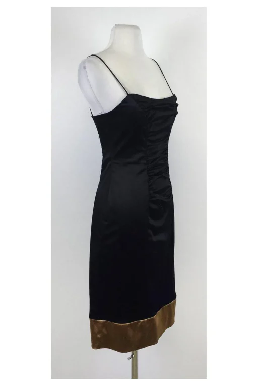 Nicole Miller - Black & Gold Bodycon Spaghetti Strap Dress Sz 8