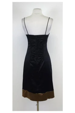 Nicole Miller - Black & Gold Bodycon Spaghetti Strap Dress Sz 8