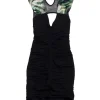 Nicole Miller - Black & Green Ruched Bodycon Dress Sz 4