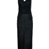 Nicole Miller - Black Cotton Blend Textured Column Gown w/ V-Neckline Sz 10