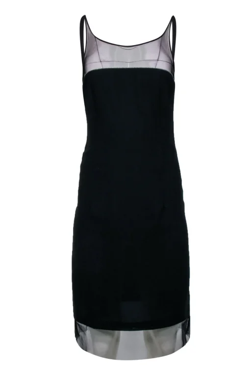 Nicole Miller -  Black Sleeveless Mesh Neckline Dress Sz 6