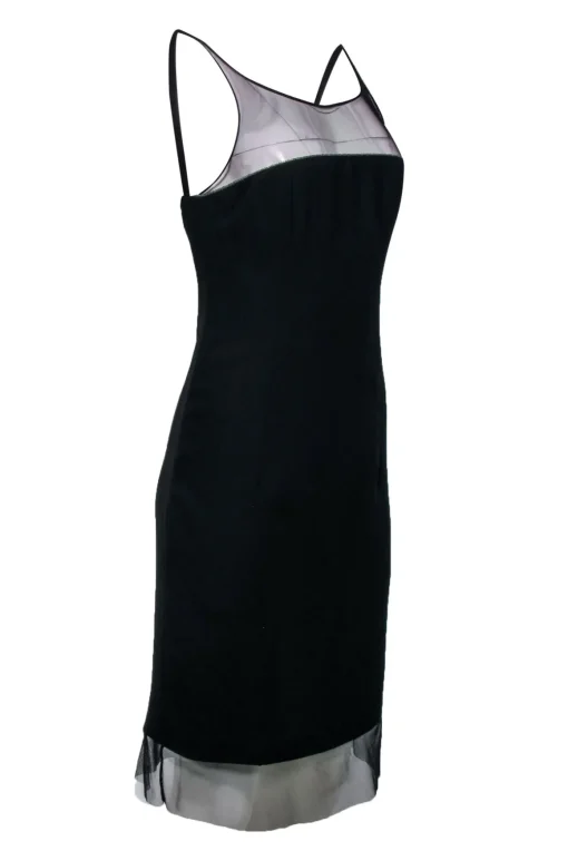 Nicole Miller -  Black Sleeveless Mesh Neckline Dress Sz 6