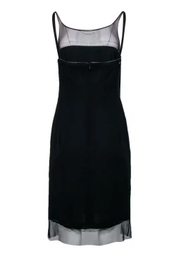 Nicole Miller -  Black Sleeveless Mesh Neckline Dress Sz 6