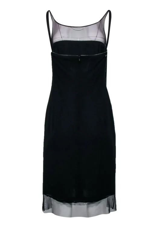 Nicole Miller -  Black Sleeveless Mesh Neckline Dress Sz 6