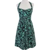 Nicole Miller - Blue & Black Print Cotton Halter Dress Sz 4
