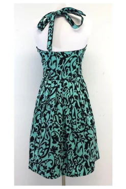Nicole Miller - Blue & Black Print Cotton Halter Dress Sz 4