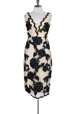 Nicole Miller - Blush Floral Applique Mesh Dress Sz 2
