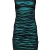 Nicole Miller - Metallic Emerald Green Ruched Backless Dress Sz 4