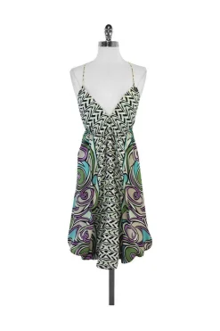 Nicole Miller - Multicolor Spaghetti Strap Silk Dress Sz 0