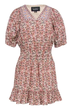 Nicole Miller - Multicolor Tribal Print Mini Dress w/ Embroidered Neckline Sz 10