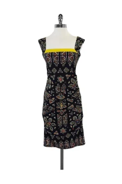 Nicole Miller - Multicolor Silk Gathered Sleeveless Dress Sz 4