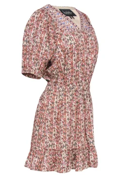 Nicole Miller - Multicolor Tribal Print Mini Dress w/ Embroidered Neckline Sz 10