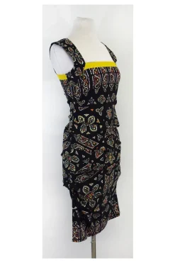 Nicole Miller - Multicolor Silk Gathered Sleeveless Dress Sz 4