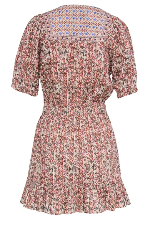 Nicole Miller - Multicolor Tribal Print Mini Dress w/ Embroidered Neckline Sz 10