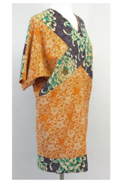 Nicole Miller - Orange & Aqua Floral Silk Dress Sz 2