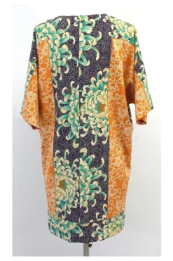 Nicole Miller - Orange & Aqua Floral Silk Dress Sz 2