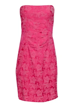 Nicole Miller - Pink Brocade Strapless Tie Back Mini Dress Sz 6