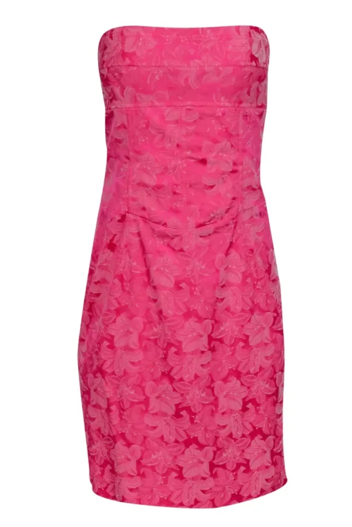 Nicole Miller - Pink Brocade Strapless Tie Back Mini Dress Sz 6