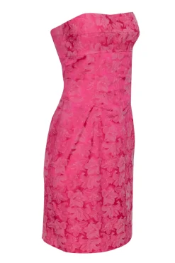 Nicole Miller - Pink Brocade Strapless Tie Back Mini Dress Sz 6