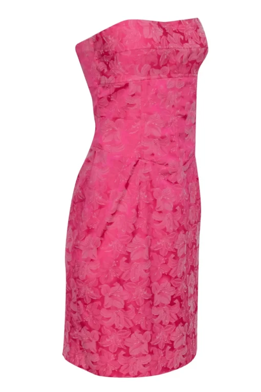 Nicole Miller - Pink Brocade Strapless Tie Back Mini Dress Sz 6