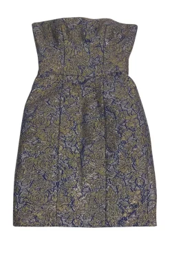 Nicole Miller - Strapless Purple & Gold Cocktail Dress Sz 0