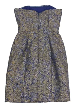 Nicole Miller - Strapless Purple & Gold Cocktail Dress Sz 0