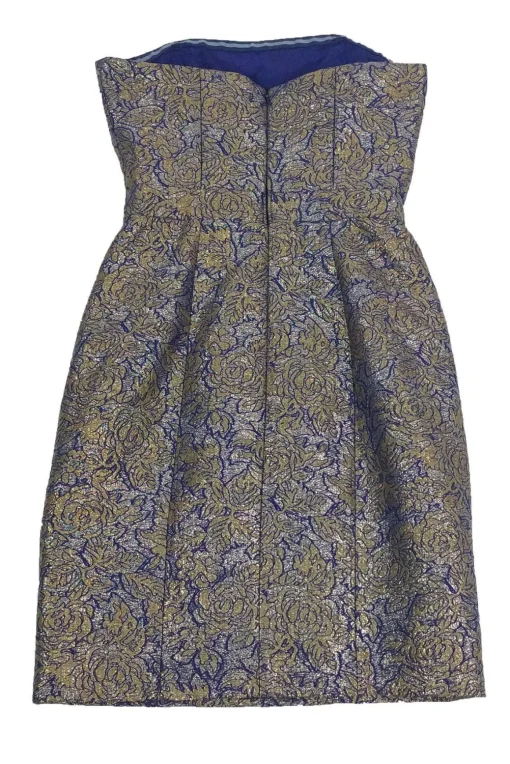 Nicole Miller - Strapless Purple & Gold Cocktail Dress Sz 0