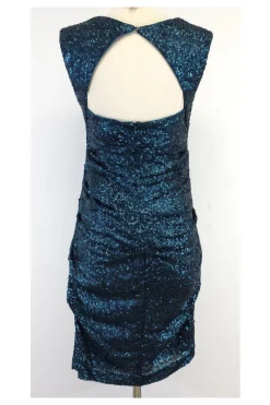 Nicole Miller - Teal Sequin Cap Sleeve Dress Sz 6