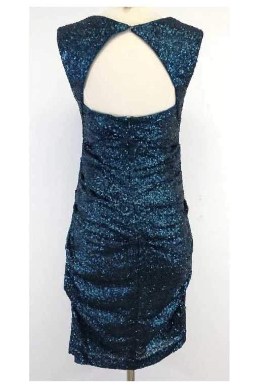 Nicole Miller - Teal Sequin Cap Sleeve Dress Sz 6
