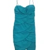 Nicole Miller - Teal Silk Petal Spaghetti Strap Dress Sz 0