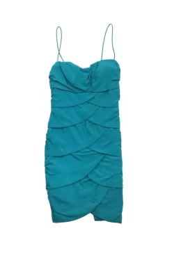 Nicole Miller - Teal Silk Petal Spaghetti Strap Dress Sz 0