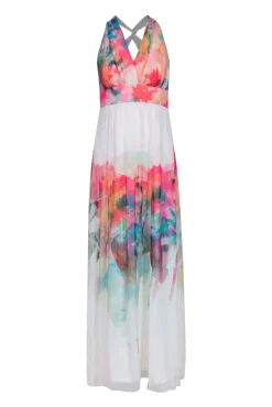 Nicole Miller - Watercolor Floral Print Sleeveless Maxi Dress Sz 0