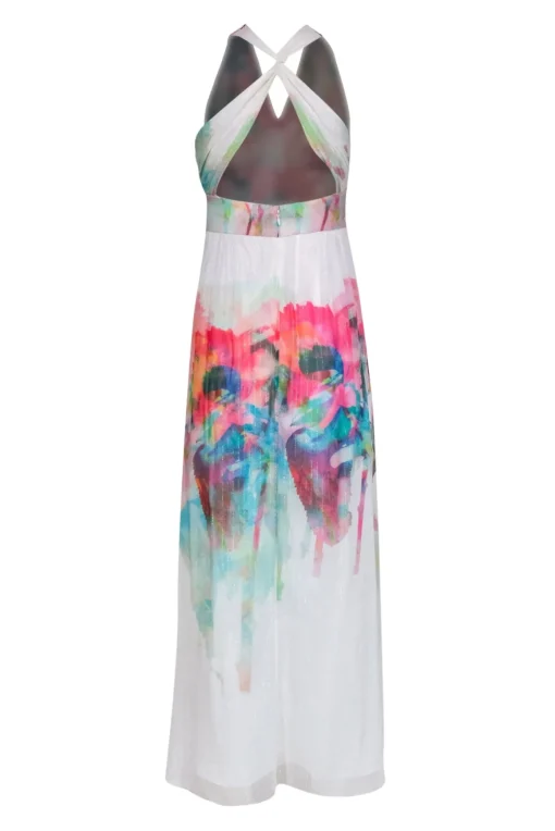 Nicole Miller - Watercolor Floral Print Sleeveless Maxi Dress Sz 0