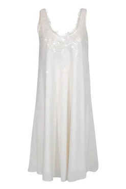 Nicole Miller - White Sleeveless Sequin Dress Sz L