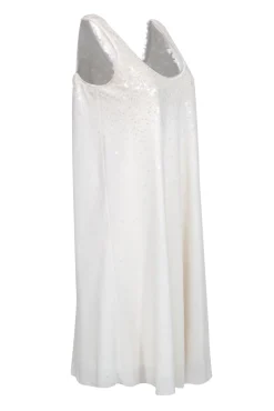 Nicole Miller - White Sleeveless Sequin Dress Sz L