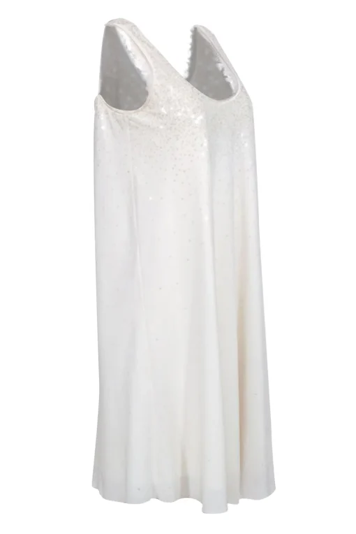 Nicole Miller - White Sleeveless Sequin Dress Sz L