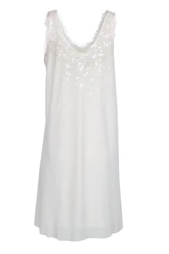 Nicole Miller - White Sleeveless Sequin Dress Sz L