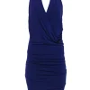 Nicole Miller Studio - Purple Sleeveless Ruched Halter Midi Dress Sz P