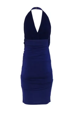 Nicole Miller Studio - Purple Sleeveless Ruched Halter Midi Dress Sz P